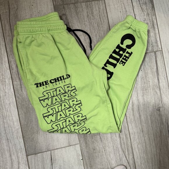 Star Wars "The Child" Baby‎ Yoda Green Fleece Jogger Pants M - Picture 4 of 7